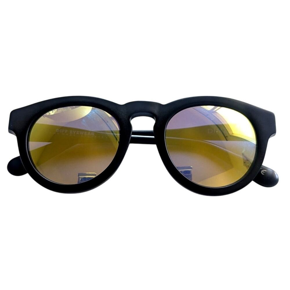 DIFF Eyewear Dime II Sunglasses Round Mirrored Retro UV Polarized